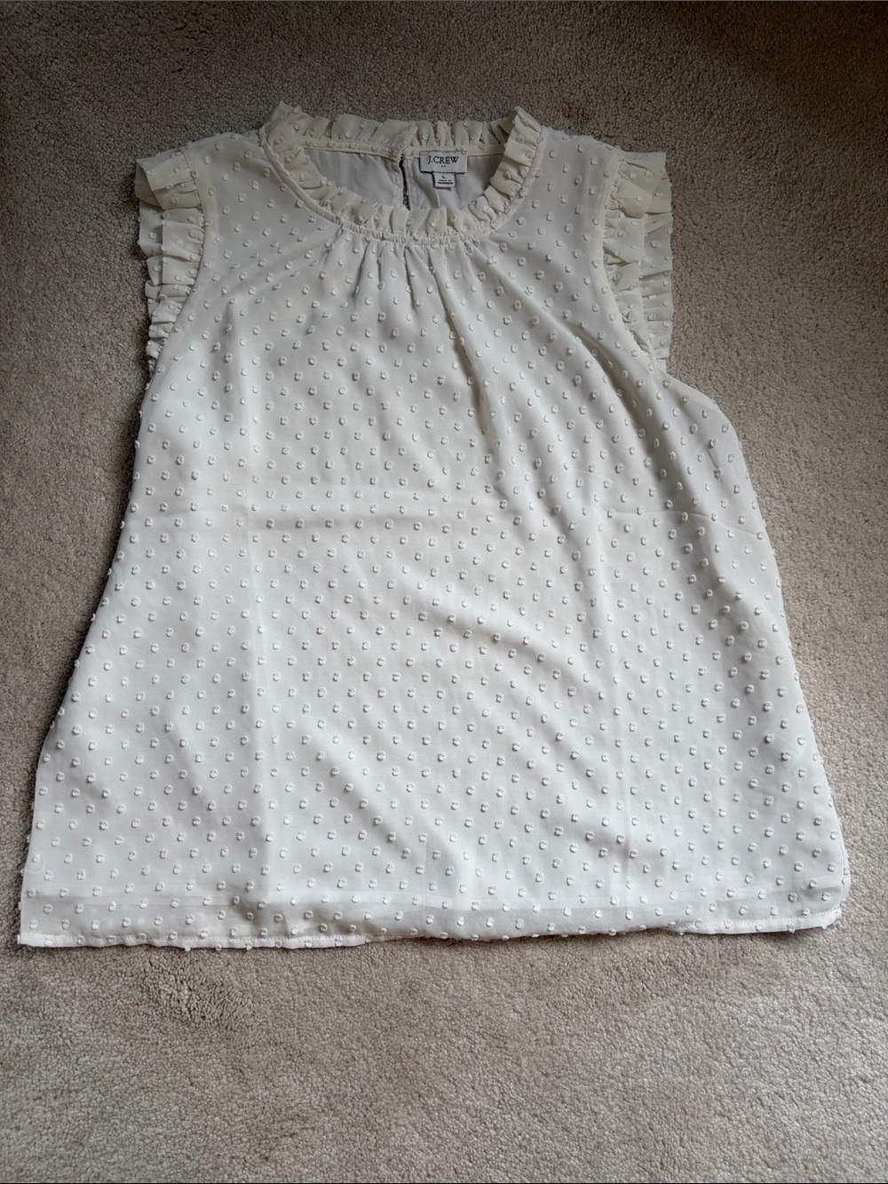 J. Crew Cream Swiss Dot Ruffle Sleeve Blouse